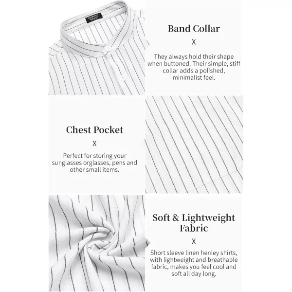 COOFANDY Men's Cotton Linen Henley Shirt Short Sleeve Hippie Casual Beach T-Shirts with Pocket