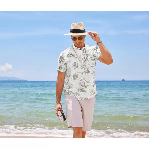 COOFANDY Men's Cotton Linen Henley Shirt Short Sleeve Hippie Casual Beach T-Shirts with Pocket