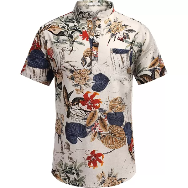 COOFANDY Men's Cotton Linen Henley Shirt Short Sleeve Hippie Casual Beach T-Shirts with Pocket