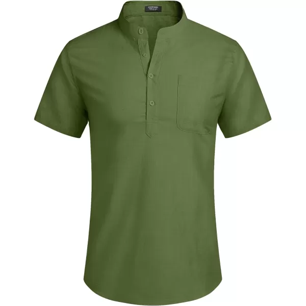 COOFANDY Men's Cotton Linen Henley Shirt Short Sleeve Hippie Casual Beach T-Shirts with Pocket