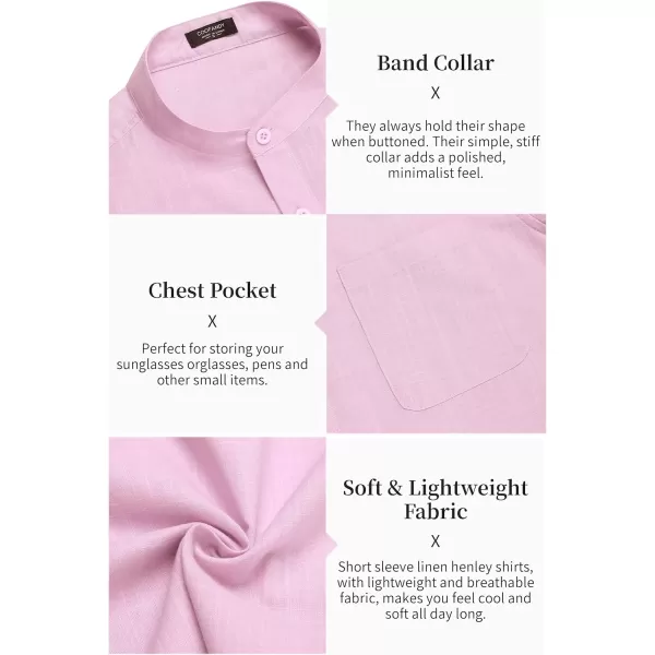 COOFANDY Men's Cotton Linen Henley Shirt Short Sleeve Hippie Casual Beach T-Shirts with Pocket