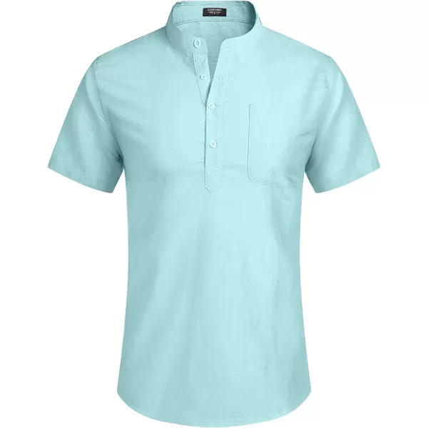 COOFANDY Men's Cotton Linen Henley Shirt Short Sleeve Hippie Casual Beach T-Shirts with Pocket