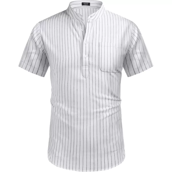 COOFANDY Men's Cotton Linen Henley Shirt Short Sleeve Hippie Casual Beach T-Shirts with Pocket