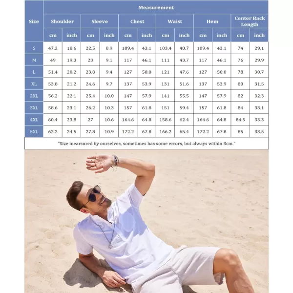COOFANDY Men's Cotton Linen Henley Shirt Short Sleeve Hippie Casual Beach T-Shirts with Pocket