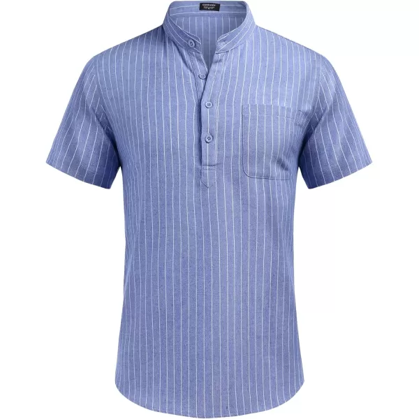 COOFANDY Men's Cotton Linen Henley Shirt Short Sleeve Hippie Casual Beach T-Shirts with Pocket