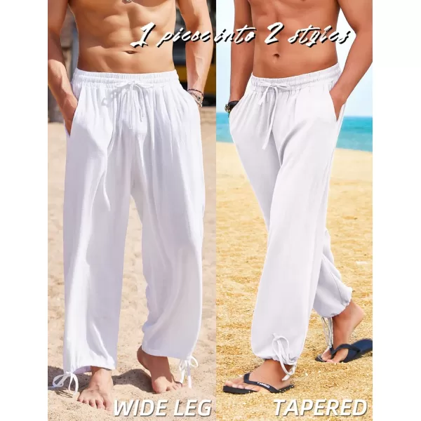 COOFANDY Men's Cotton Linen Pants Causal Harem Pants Elastic Waist Beach Boho Yoga Trousers
