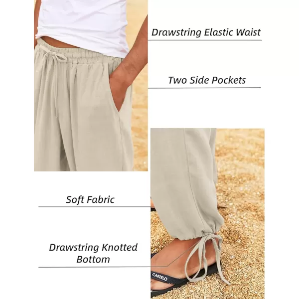 COOFANDY Men's Cotton Linen Pants Causal Harem Pants Elastic Waist Beach Boho Yoga Trousers