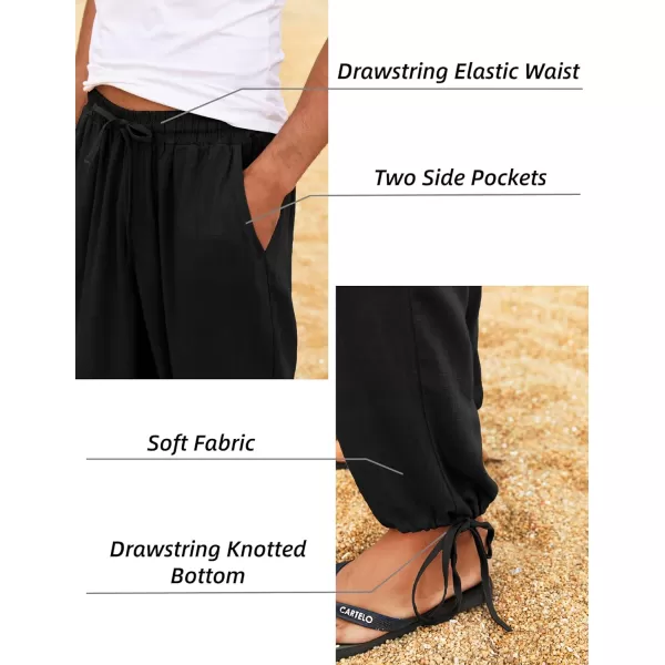 COOFANDY Men's Cotton Linen Pants Causal Harem Pants Elastic Waist Beach Boho Yoga Trousers