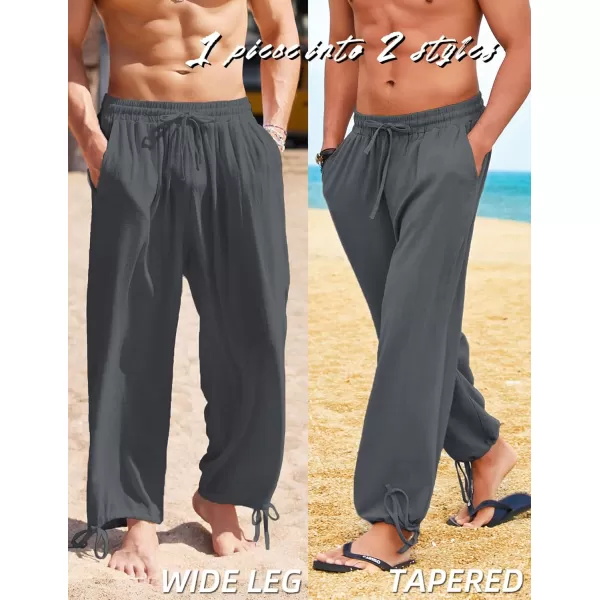 COOFANDY Men's Cotton Linen Pants Causal Harem Pants Elastic Waist Beach Boho Yoga Trousers