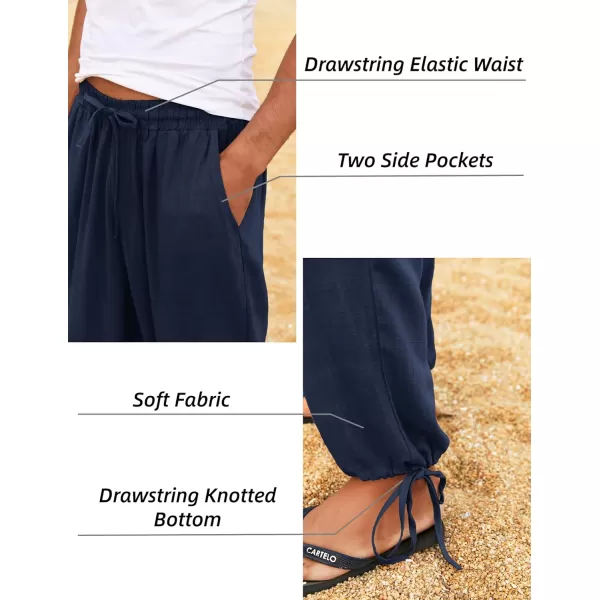 COOFANDY Men's Cotton Linen Pants Causal Harem Pants Elastic Waist Beach Boho Yoga Trousers