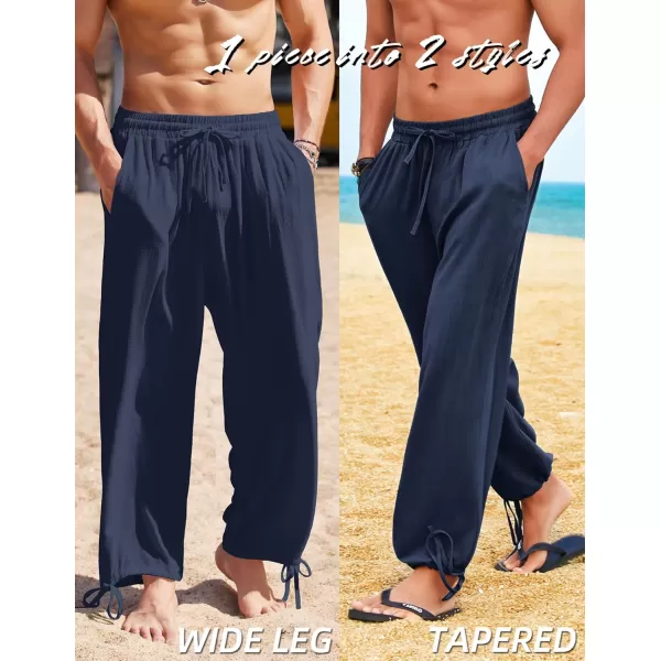 COOFANDY Men's Cotton Linen Pants Causal Harem Pants Elastic Waist Beach Boho Yoga Trousers