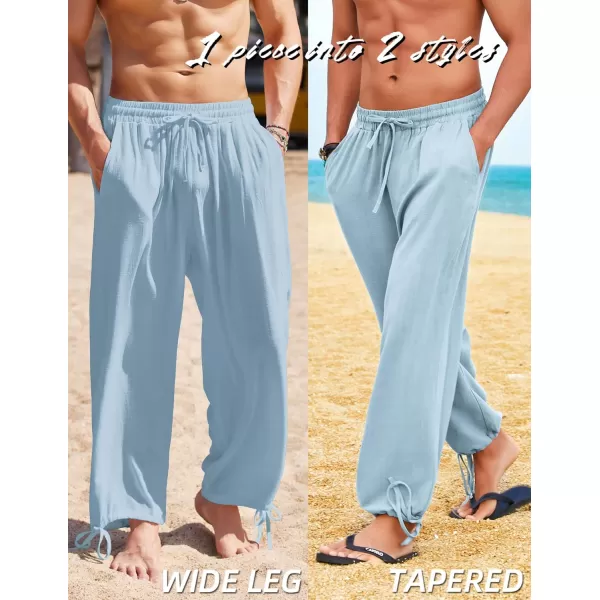 COOFANDY Men's Cotton Linen Pants Causal Harem Pants Elastic Waist Beach Boho Yoga Trousers