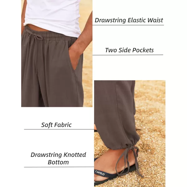COOFANDY Men's Cotton Linen Pants Causal Harem Pants Elastic Waist Beach Boho Yoga Trousers
