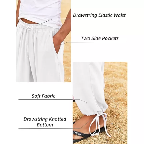 COOFANDY Men's Cotton Linen Pants Causal Harem Pants Elastic Waist Beach Boho Yoga Trousers