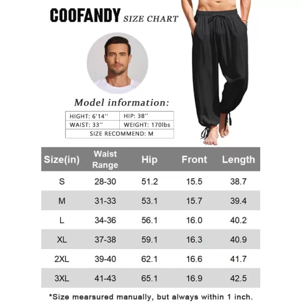 COOFANDY Men's Cotton Linen Pants Causal Harem Pants Elastic Waist Beach Boho Yoga Trousers