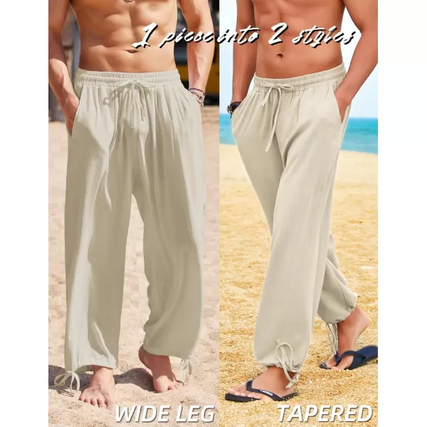 COOFANDY Men's Cotton Linen Pants Causal Harem Pants Elastic Waist Beach Boho Yoga Trousers