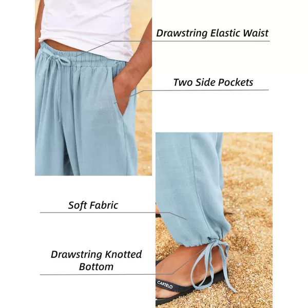 COOFANDY Men's Cotton Linen Pants Causal Harem Pants Elastic Waist Beach Boho Yoga Trousers