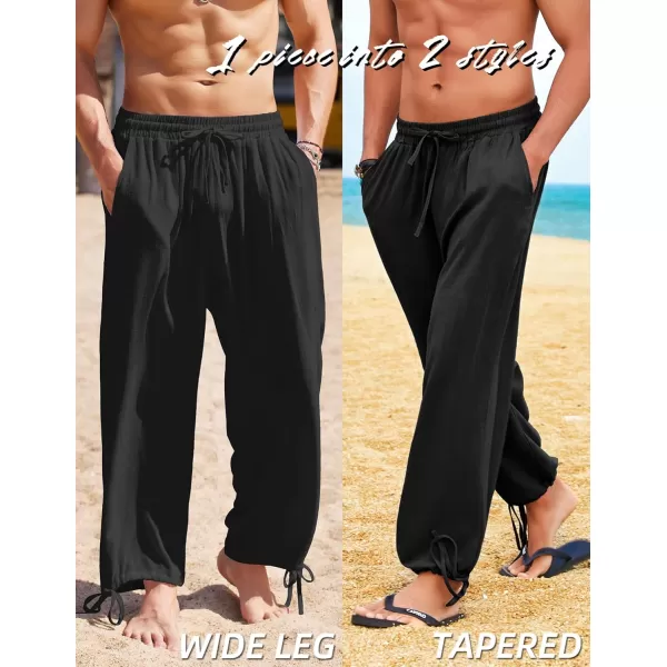 COOFANDY Men's Cotton Linen Pants Causal Harem Pants Elastic Waist Beach Boho Yoga Trousers