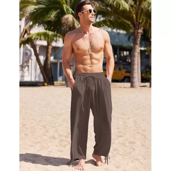 COOFANDY Men's Cotton Linen Pants Causal Harem Pants Elastic Waist Beach Boho Yoga Trousers