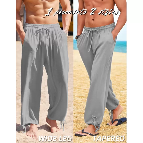COOFANDY Men's Cotton Linen Pants Causal Harem Pants Elastic Waist Beach Boho Yoga Trousers