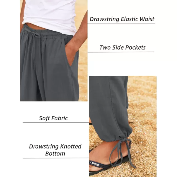 COOFANDY Men's Cotton Linen Pants Causal Harem Pants Elastic Waist Beach Boho Yoga Trousers
