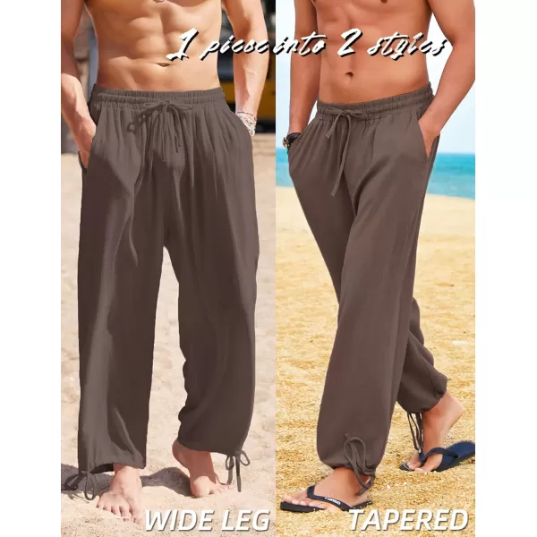 COOFANDY Men's Cotton Linen Pants Causal Harem Pants Elastic Waist Beach Boho Yoga Trousers