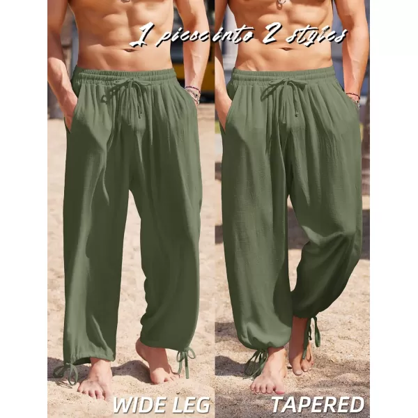 COOFANDY Men's Cotton Linen Pants Causal Harem Pants Elastic Waist Beach Boho Yoga Trousers