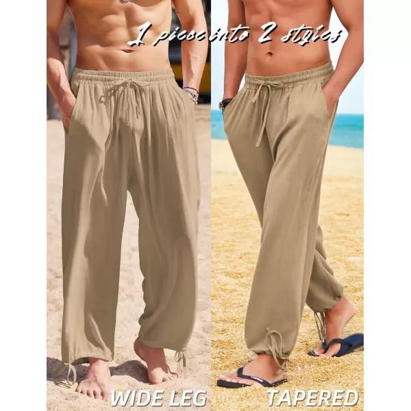COOFANDY Men's Cotton Linen Pants Causal Harem Pants Elastic Waist Beach Boho Yoga Trousers