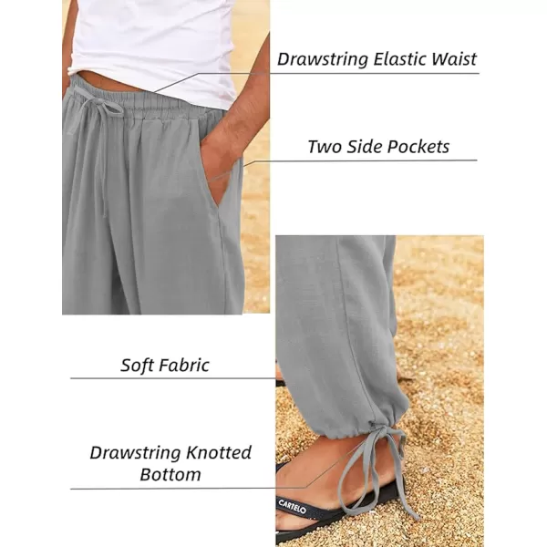 COOFANDY Men's Cotton Linen Pants Causal Harem Pants Elastic Waist Beach Boho Yoga Trousers