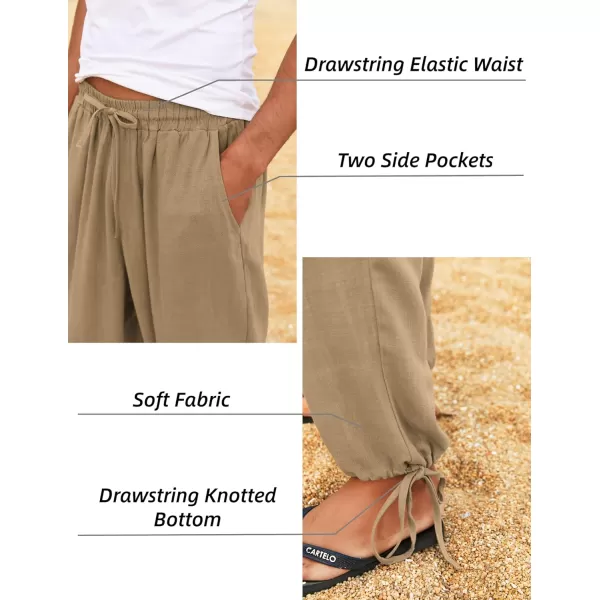 COOFANDY Men's Cotton Linen Pants Causal Harem Pants Elastic Waist Beach Boho Yoga Trousers