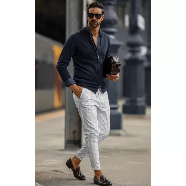 COOFANDY Men's Cotton Linen Pants Elastic Waist Lightweight Casual Pants Slim Fit Yoga Beach Pants with Pockets)