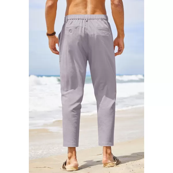 COOFANDY Men's Cotton Linen Pants Elastic Waist Lightweight Casual Pants Slim Fit Yoga Beach Pants with Pockets