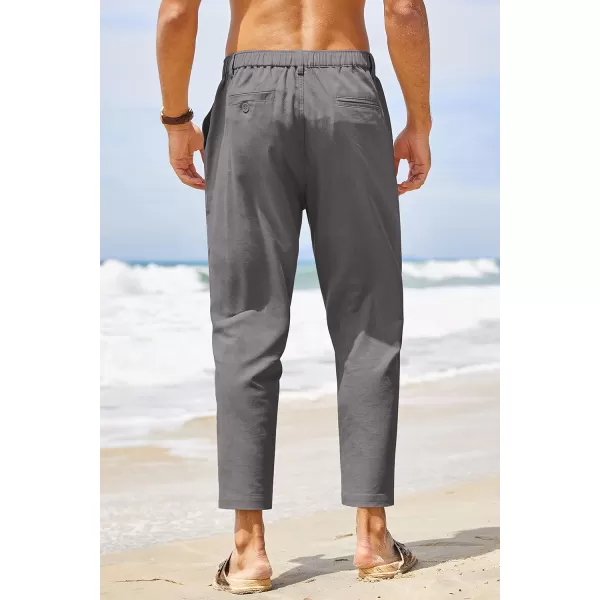 COOFANDY Men's Cotton Linen Pants Elastic Waist Lightweight Casual Pants Slim Fit Yoga Beach Pants with Pockets