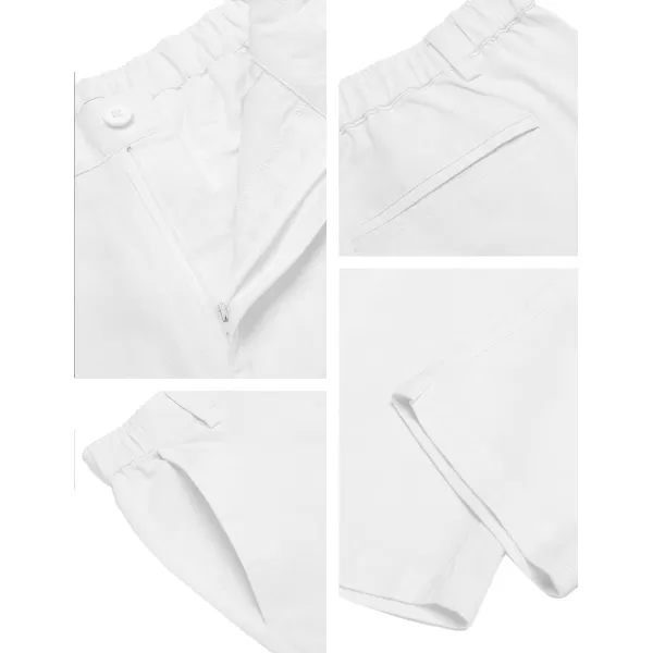 COOFANDY Men's Cotton Linen Pants Elastic Waist Lightweight Casual Pants Slim Fit Yoga Beach Pants with Pockets