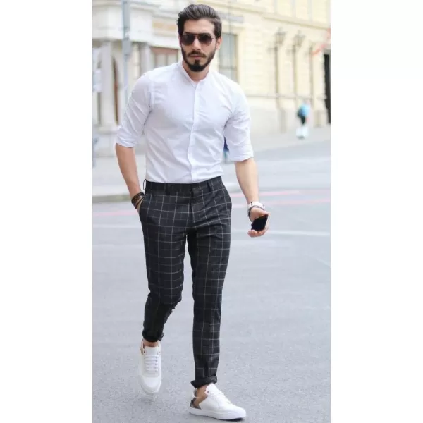 COOFANDY Men's Cotton Linen Pants Elastic Waist Lightweight Casual Pants Slim Fit Yoga Beach Pants with Pockets)