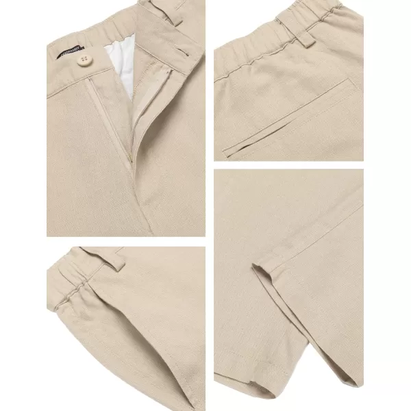 COOFANDY Men's Cotton Linen Pants Elastic Waist Lightweight Casual Pants Slim Fit Yoga Beach Pants with Pockets