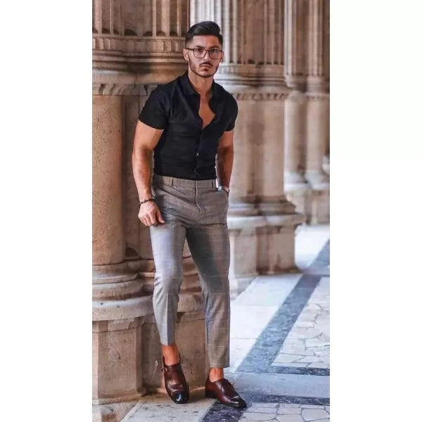 COOFANDY Men's Cotton Linen Pants Elastic Waist Lightweight Casual Pants Slim Fit Yoga Beach Pants with Pockets)
