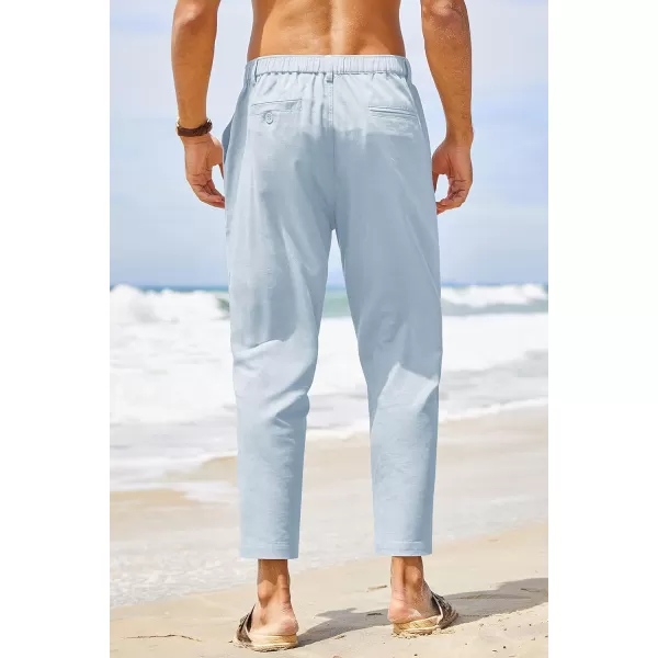 COOFANDY Men's Cotton Linen Pants Elastic Waist Lightweight Casual Pants Slim Fit Yoga Beach Pants with Pockets