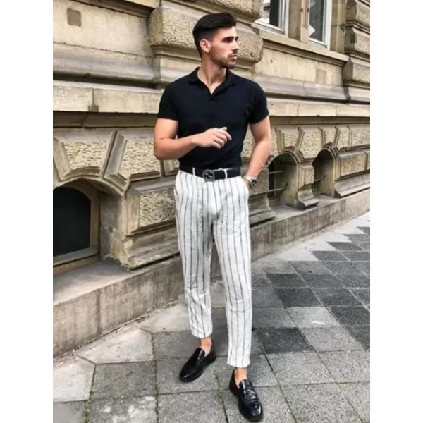 COOFANDY Men's Cotton Linen Pants Elastic Waist Lightweight Casual Pants Slim Fit Yoga Beach Pants with Pockets)