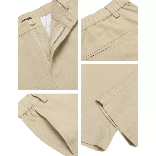 COOFANDY Men's Cotton Linen Pants Elastic Waist Lightweight Casual Pants Slim Fit Yoga Beach Pants with Pockets