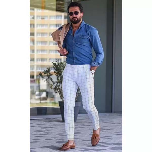 COOFANDY Men's Cotton Linen Pants Elastic Waist Lightweight Casual Pants Slim Fit Yoga Beach Pants with Pockets)