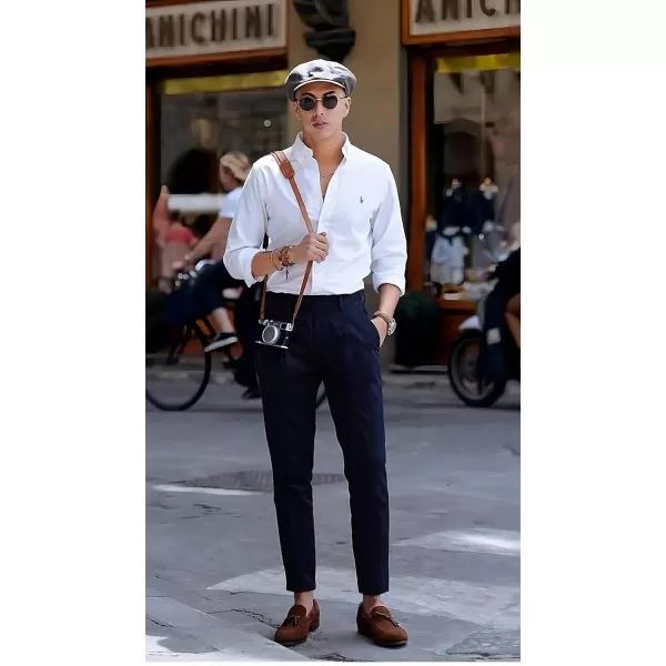 COOFANDY Men's Cotton Linen Pants Elastic Waist Lightweight Casual Pants Slim Fit Yoga Beach Pants with Pockets