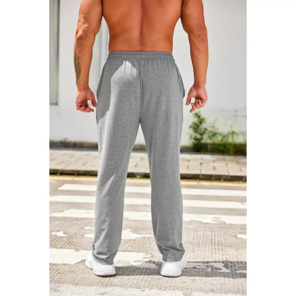 COOFANDY Men's Cotton Sweatpants Open Bottom Lounge Pants Lightweight Casual Jogger Pants with Pockets