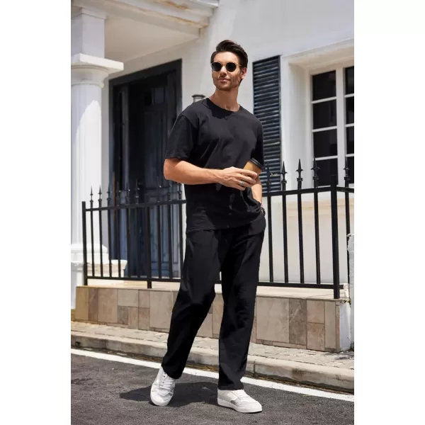 COOFANDY Men's Cotton Sweatpants Open Bottom Lounge Pants Lightweight Casual Jogger Pants with Pockets