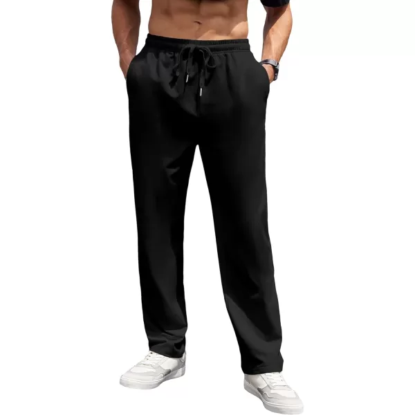 COOFANDY Men's Cotton Sweatpants Open Bottom Lounge Pants Lightweight Casual Jogger Pants with Pockets