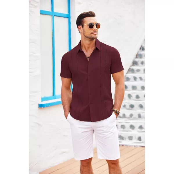 COOFANDY Men's Cuban Guayabera Shirt Short Sleeve Button Down Shirts Casual Summer Beach Linen Shirts