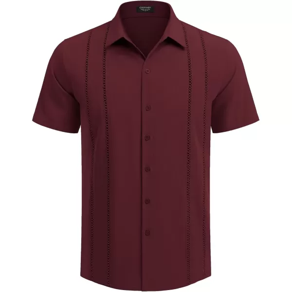 COOFANDY Men's Cuban Guayabera Shirt Short Sleeve Button Down Shirts Casual Summer Beach Linen Shirts