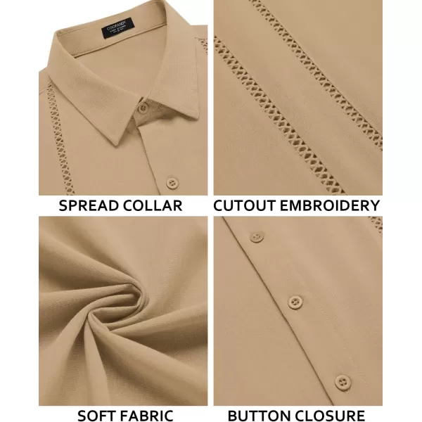 COOFANDY Men's Cuban Guayabera Shirt Short Sleeve Button Down Shirts Casual Summer Beach Linen Shirts