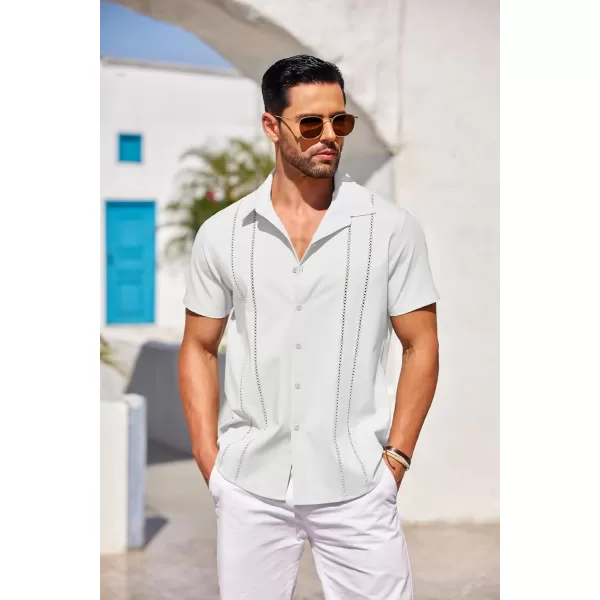 COOFANDY Men's Cuban Guayabera Shirt Short Sleeve Button Down Shirts Casual Summer Beach Linen Shirts