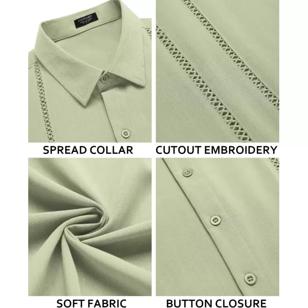 COOFANDY Men's Cuban Guayabera Shirt Short Sleeve Button Down Shirts Casual Summer Beach Linen Shirts